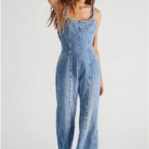 We The Free Light Blue Denim Overalls